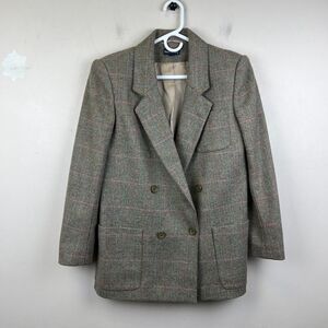 Hunters Run Grey and pink Plaid blazer with Double-Breasted button Size 10